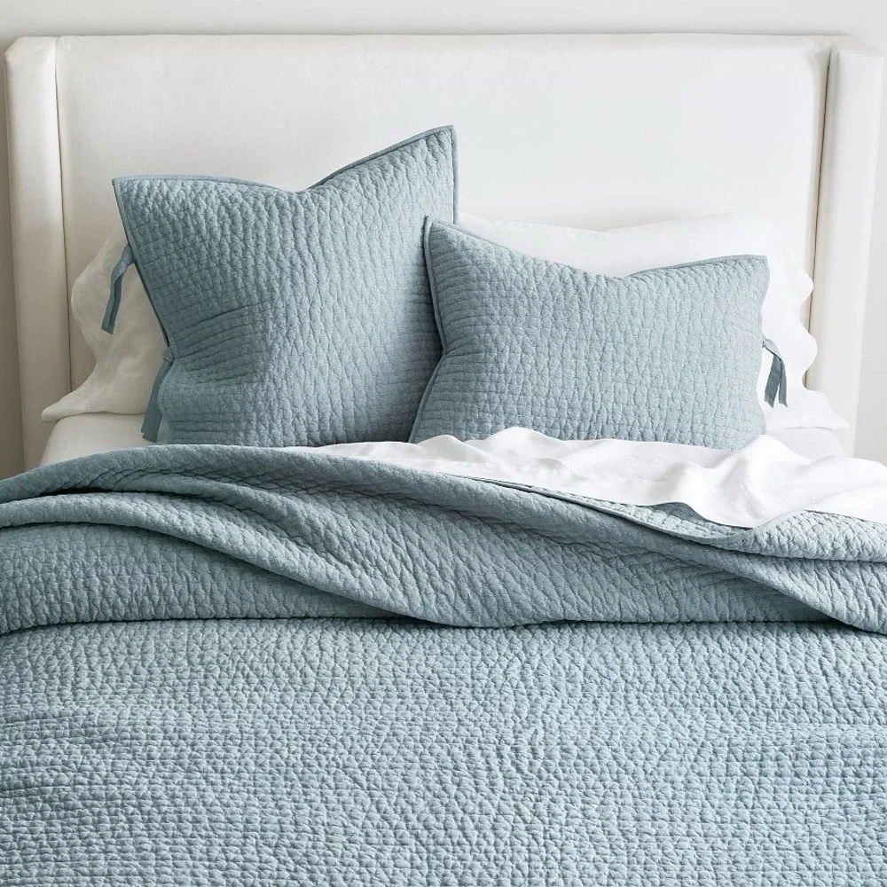 Pick-Stitch Handcrafted Cotton Linen Quilted Euro Shame